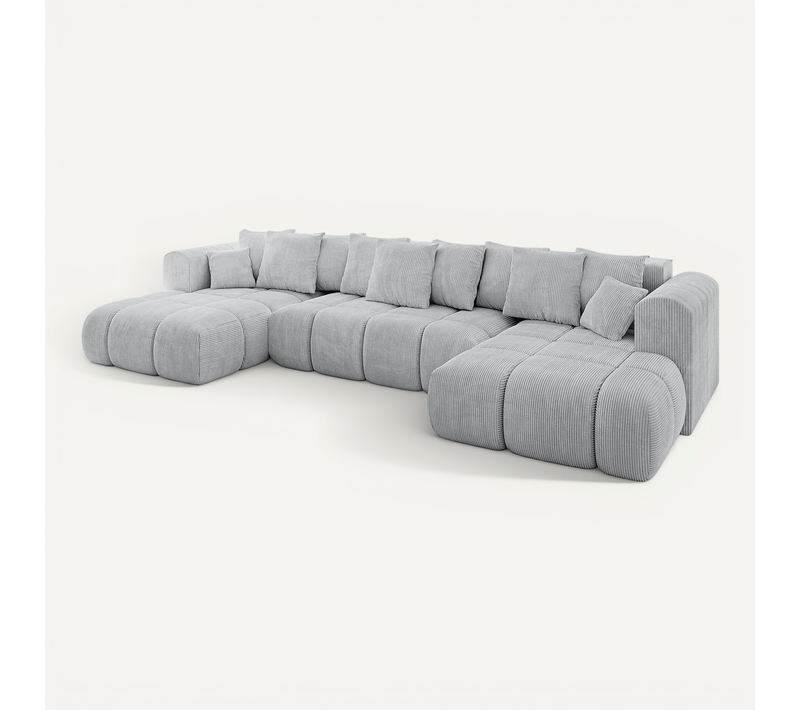 Canapé D'angle Convertible Cloud-u-v1 405x185x90  Angle Panoramique En Tissu - Gris