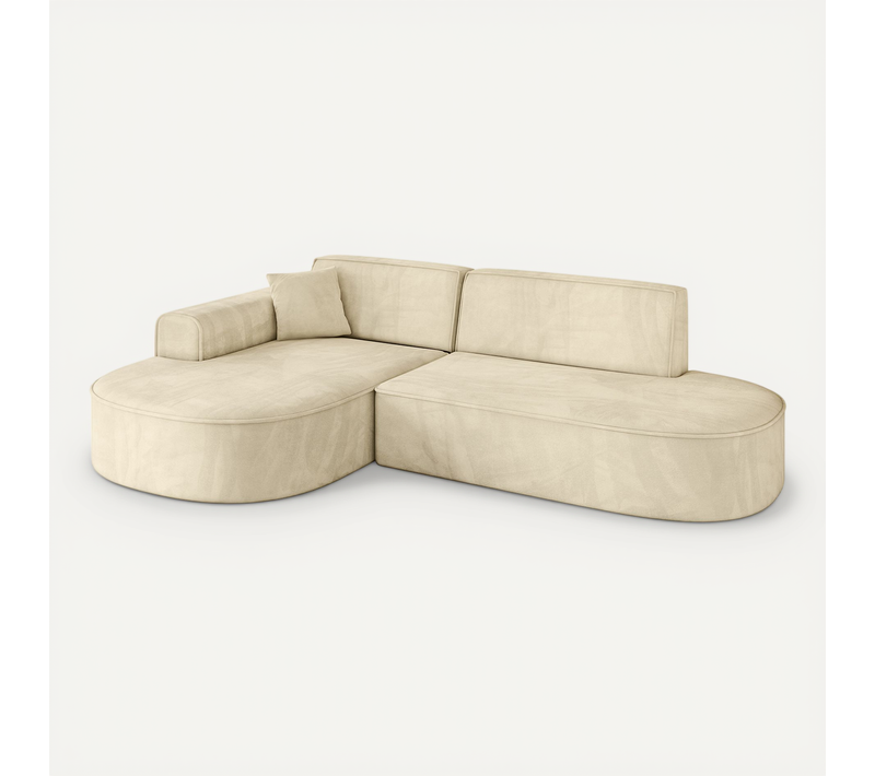 Canapé D'angle Mari-l1 243x171x79,5 Angle Gauche En Velours - Beige