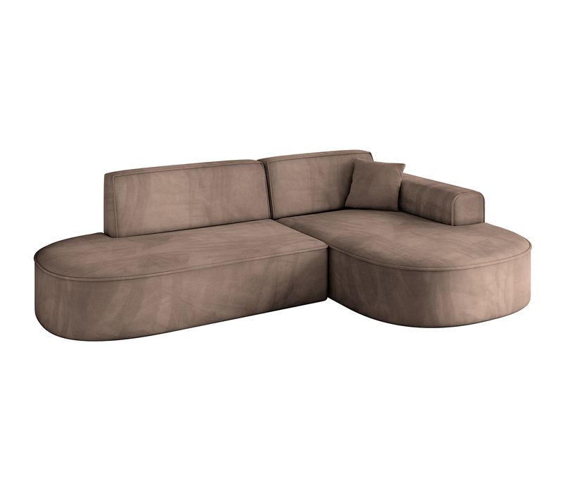 Canapé D'angle Mari-l1 243x171x79,5  Ottomane Dorite En Velours - Braun