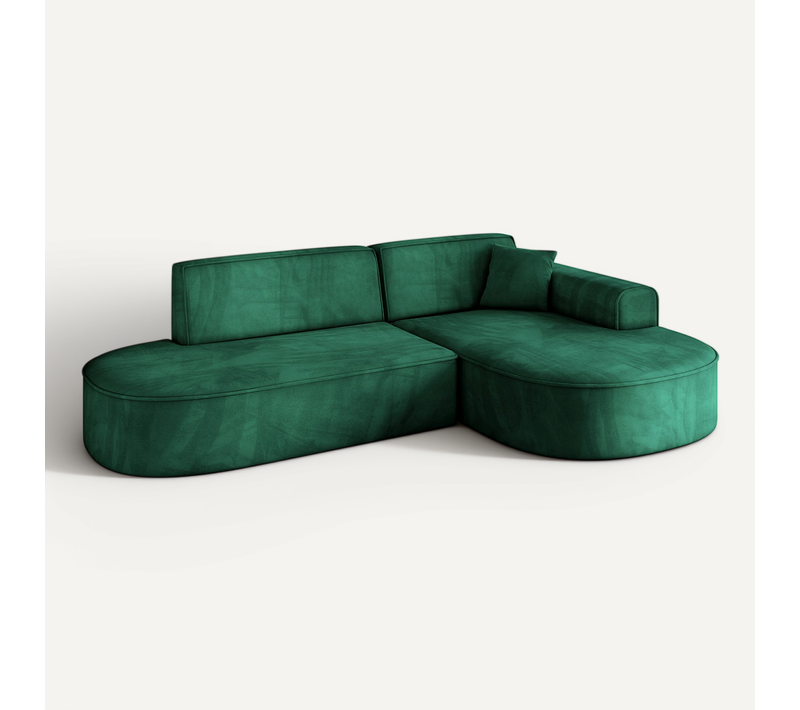 Canapé D'angle Mari-l1 243x171x79,5  Angle Droit En Velours - Vert Foncé