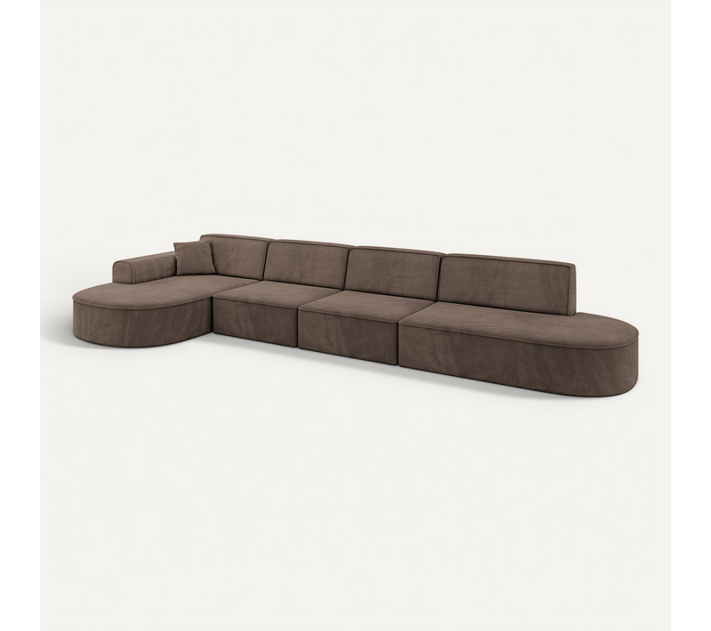 Canapé D'angle Mari-l3 413x171x79,5 Angle Gauche En Velours - Marron