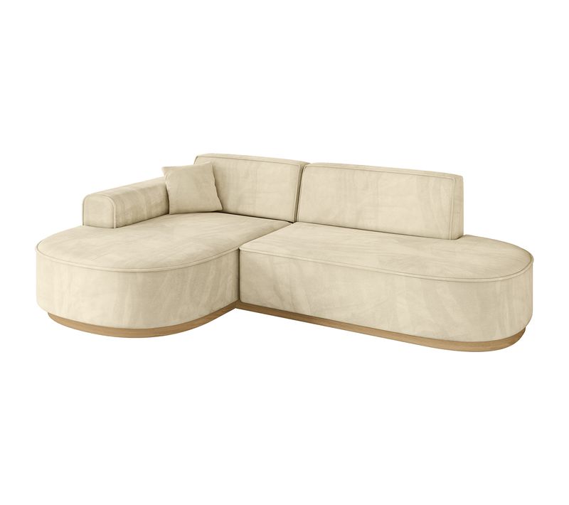 Canapé D'angle Mari-l1-v2 243x171x83  Angle Gauche En Velours - Beige