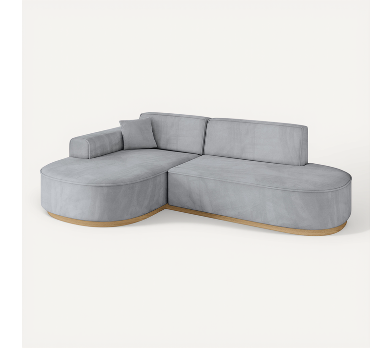 Canapé D'angle Mari-l1-v2 243x171x83 Angle Gauche En Velours - Gris Clair