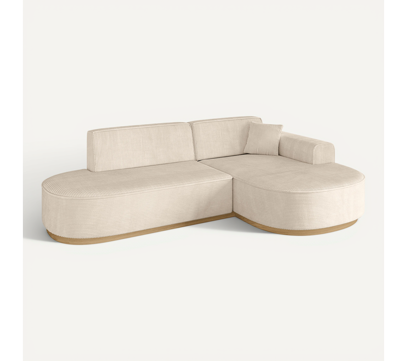 Canapé D'angle Mari-l1-v2 243x171x83 Angle Droit En Tissu - Beige