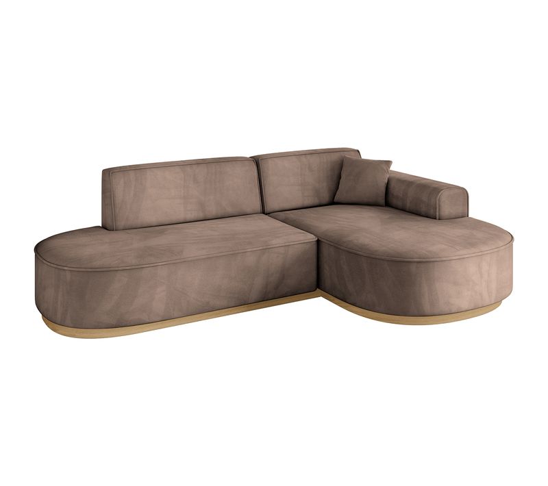 Canapé D'angle Mari-l1-v2 243x171x83  Angle Droit En Velours - Marron