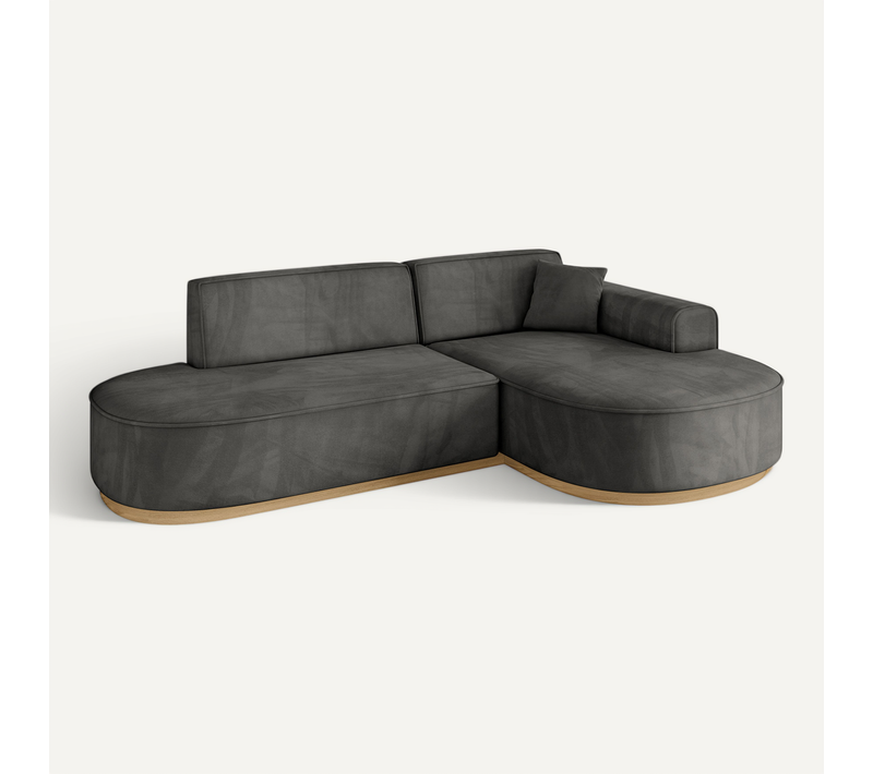 Canapé D'angle Mari-l1-v2 243x171x83 Angle Droit En Velours - Gris Foncé