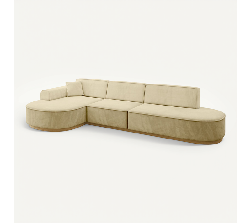 Canapé D'angle Mari-l2-v2 328x171x83 Angle Gauche En Velours - Beige