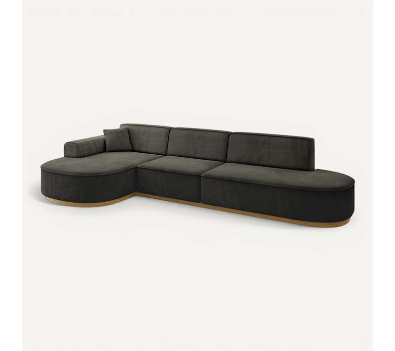 Canapé D'angle Mari-l2-v2 328x171x83 Angle Gauche En Velours - Noir