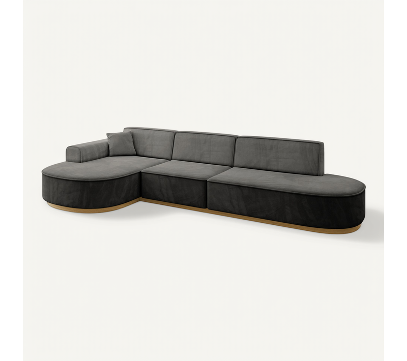 Canapé D'angle Mari-l2-v2 328x171x83 Angle Gauche En Velours - Gris Foncé