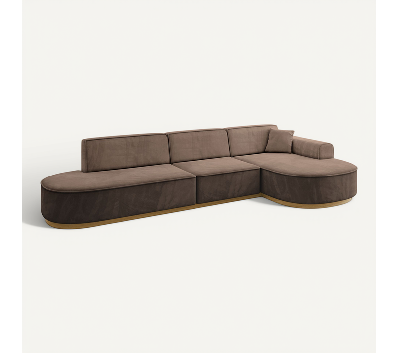 Canapé D'angle Mari-l2-v2 328x171x83 Angle Droit En Velours - Marron