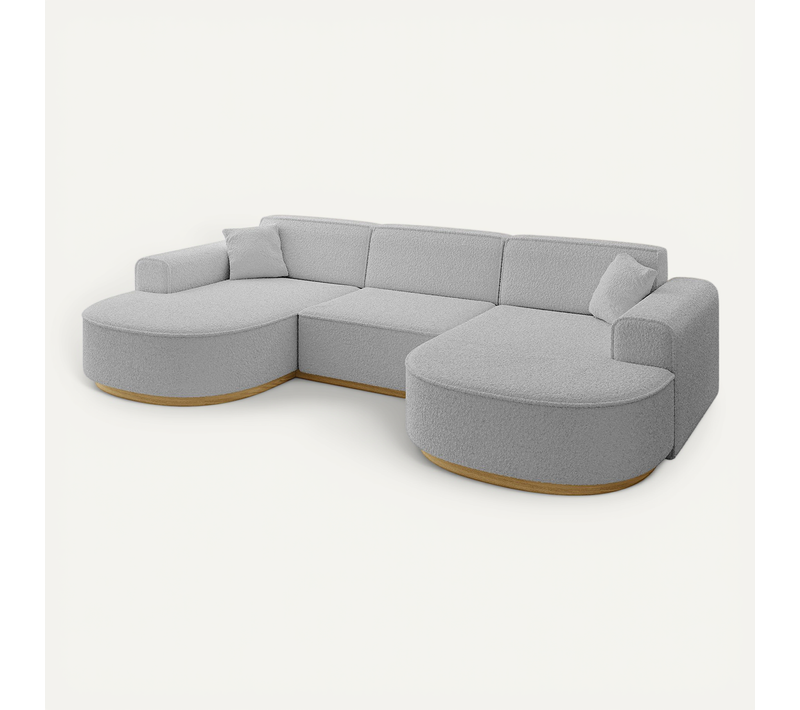 Canapé D'angle Mari-u1-v2 303x171x83 Panoramique En Tissu - Gris Clair