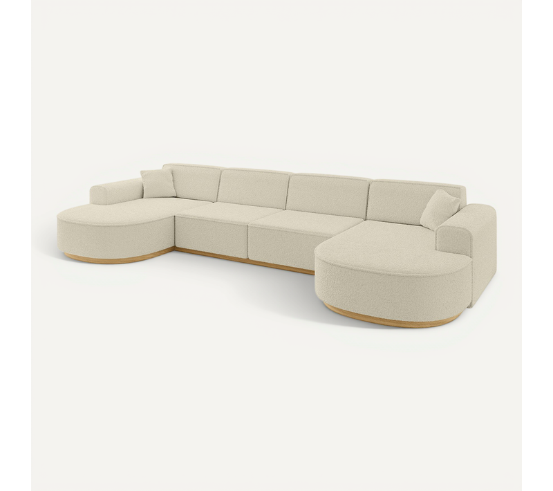 Canapé D'angle Mari-u2-v2 388x171x83 Panoramique En Tissu - Beige