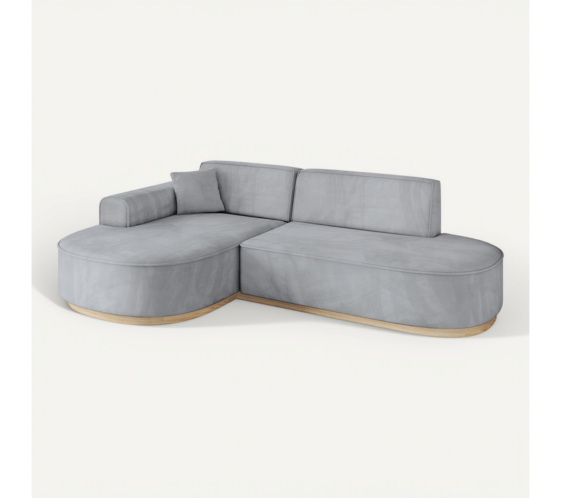 Canapé D'angle Mari-l1-v1 243x171x83 Angle Gauche En Velours - Gris Clair
