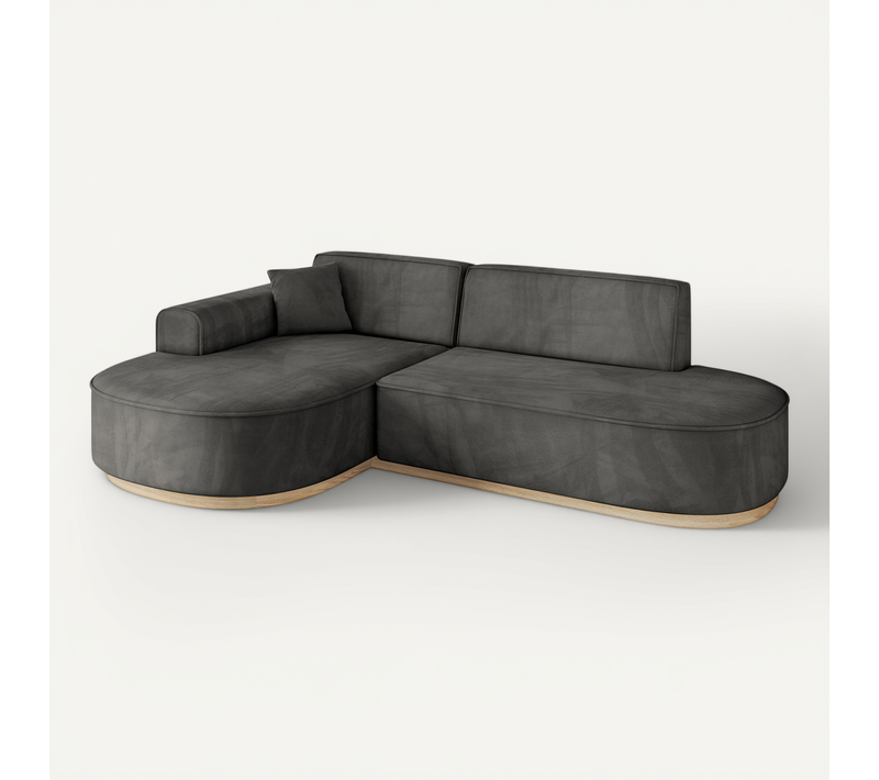 Canapé D'angle Mari-l1-v1 243x171x83 Angle Gauche En Velours - Gris Foncé