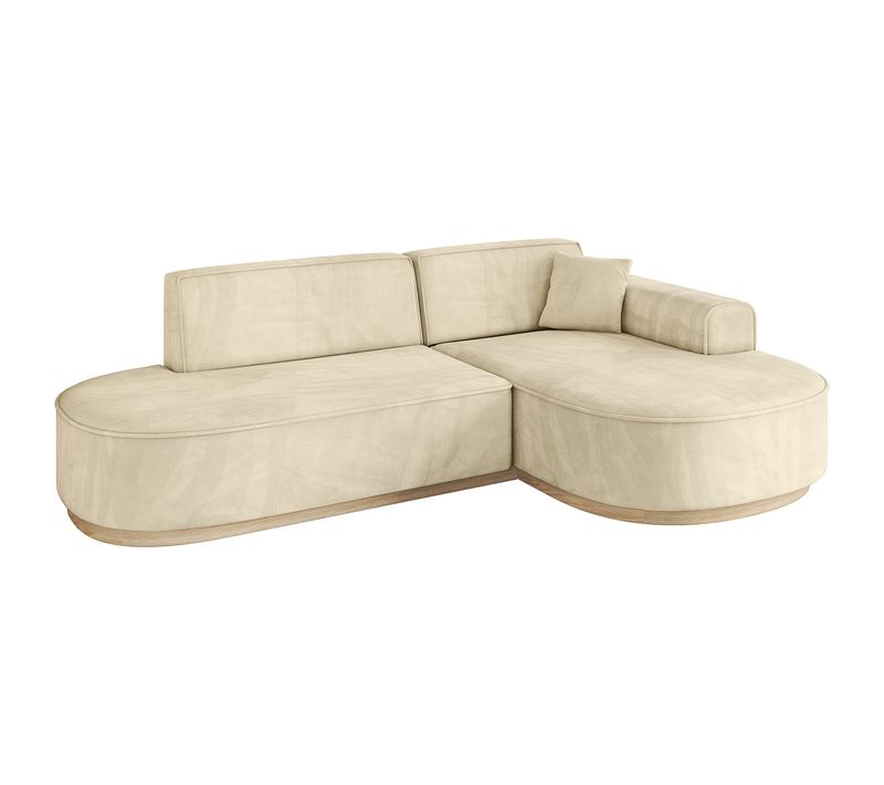 Canapé D'angle Mari-l1-v1 243x171x83 Angle Droit En Velours - Beige
