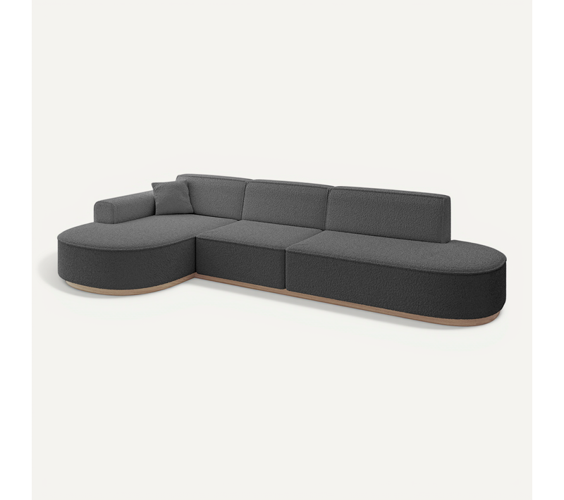 Canapé D'angle Mari-l2-v1 328x171x83 Angle Gauche En Tissu - Gris