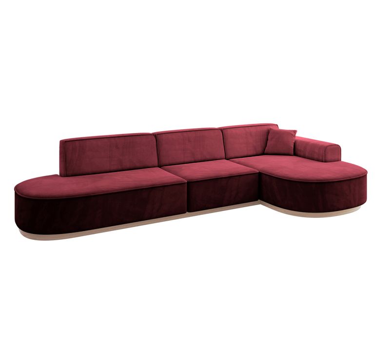 Canapé D'angle Mari-l2-v1 328x171x83 Angle Droit En Velours - Rouge Bordeaux