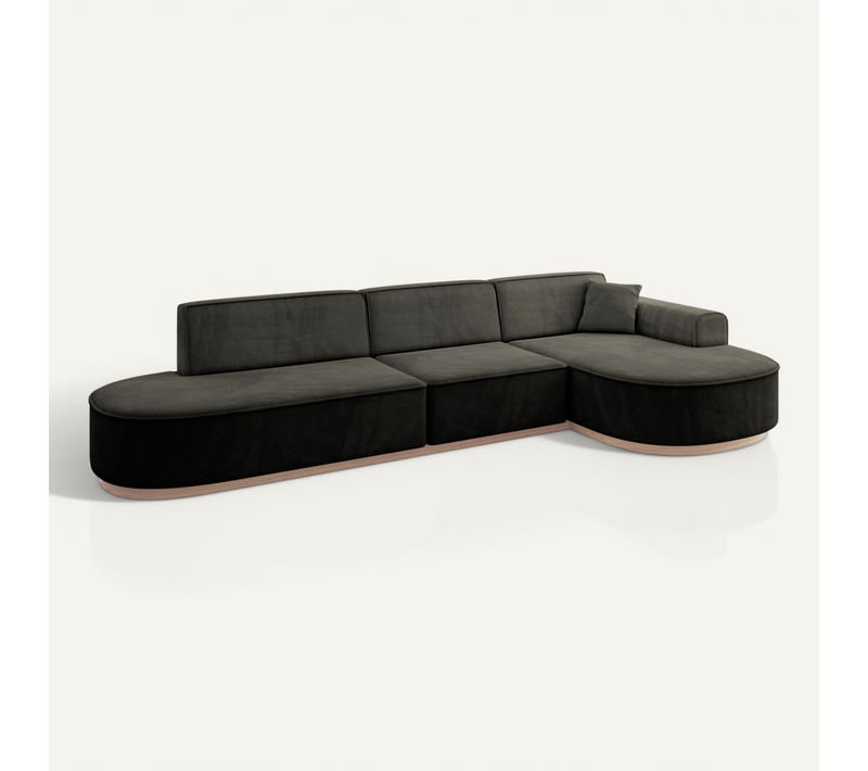 Canapé D'angle Mari-l2-v1 328x171x83 Angle Droit En Velours - Noir