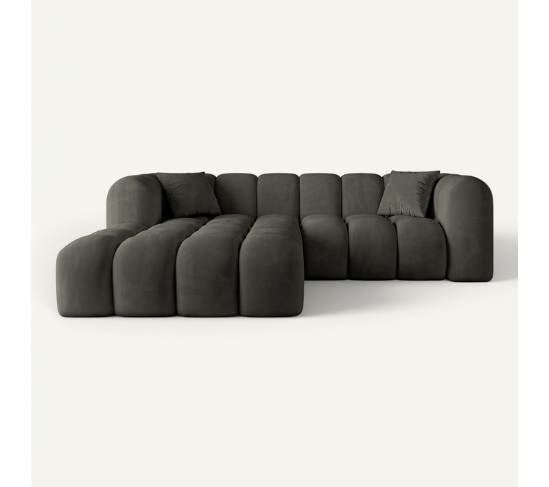 Canapé D'angle Olea-l1 231x173x74 Angle Gauche En Velours - Noir