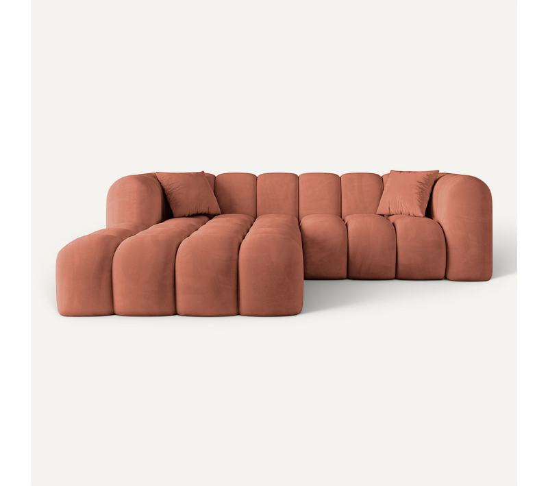 Canapé D'angle Olea-l1 231x173x74 Angle Gauche En Velours - Saumon