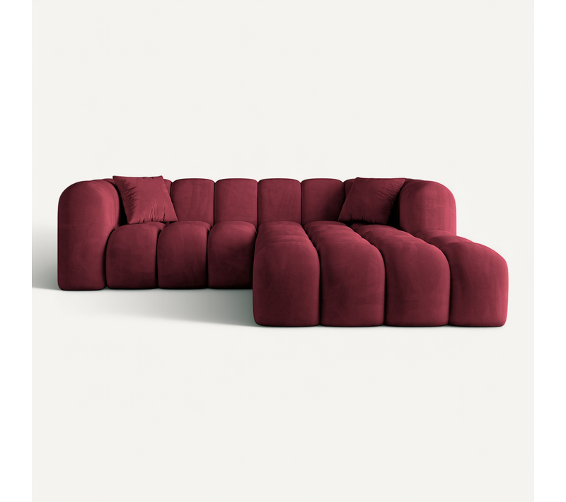 Canapé D'angle Olea-l1 231x173x74 Angle Droit En Velours - Bordeaux