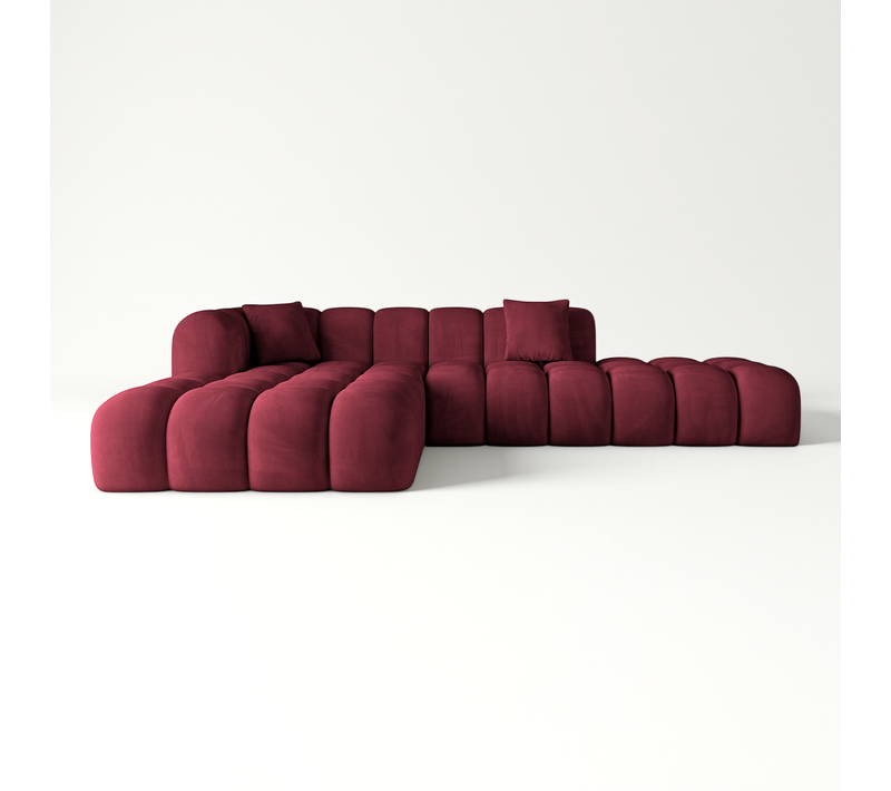 Canapé D'angle Olea-l2 289x176x71 Angle Gauche En Velours - Bordeaux