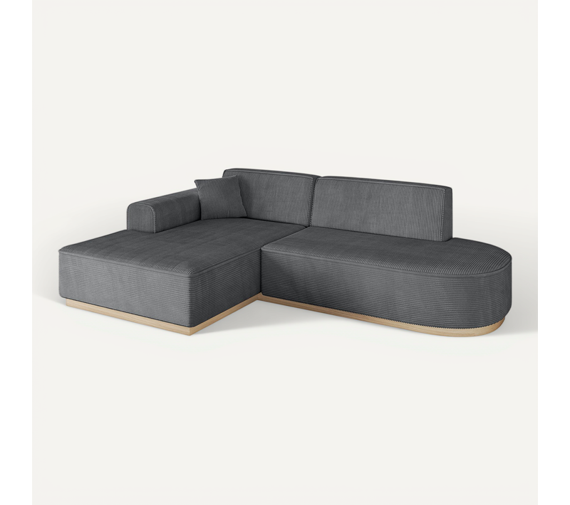 Canapé D'angle Irea-l1 232x165x80 Angle Gauche En Tissu - Gris Foncé