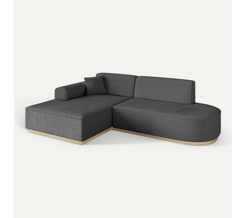 Canapé D'angle Irea-l1 232x165x80 Angle Gauche En Bouclette - Gris