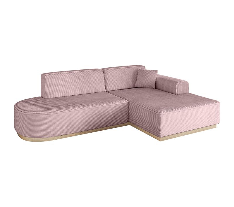 Canapé D'angle Irea-l1 232x165x80  Angle Droit En Tissu -  Rose