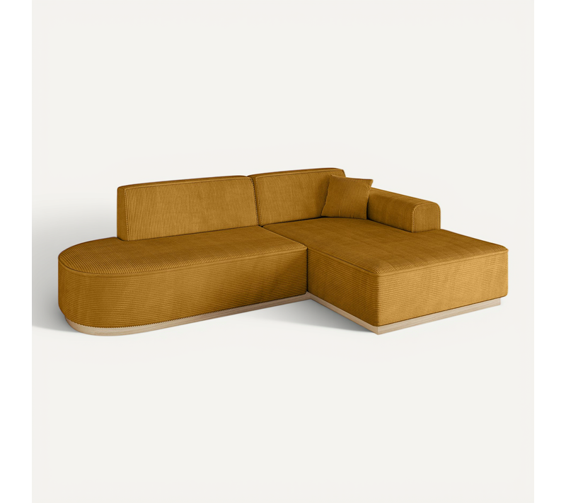 Canapé D'angle Irea-l1 232x165x80 Angle Droit En Tissu - Jaune Moutarde