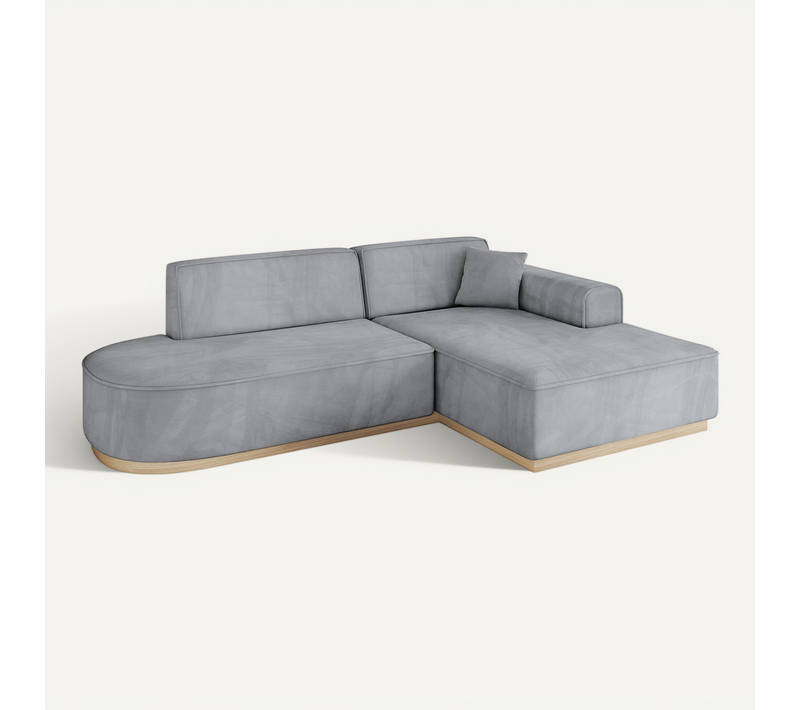 Canapé D'angle Irea-l1 232x165x80 Angle Droit En Velours - Gris