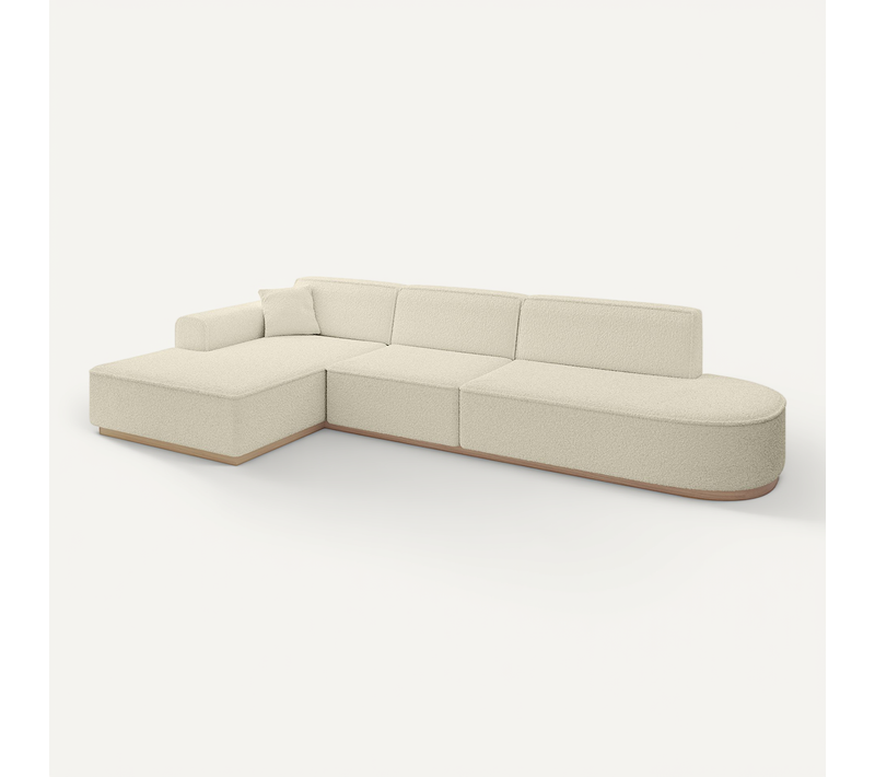 Canapé D'angle Irea-l2 327x165x80  Angle Gauche En Bouclette  -  Beige