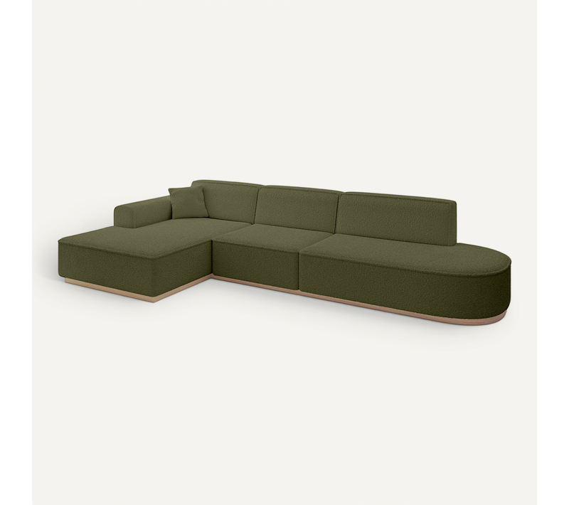 Canapé D'angle Irea-l2 327x165x80  Angle Gauche En Bouclette  -  Vert