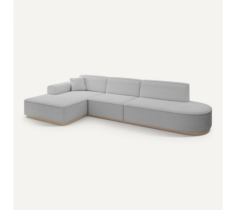 Canapé D'angle Irea-l2 327x165x80  Angle Gauche En Bouclette  -  Gris Clair