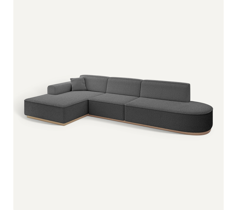 Canapé D'angle Irea-l2 327x165x80 Angle Gauche En Bouclette - Gris