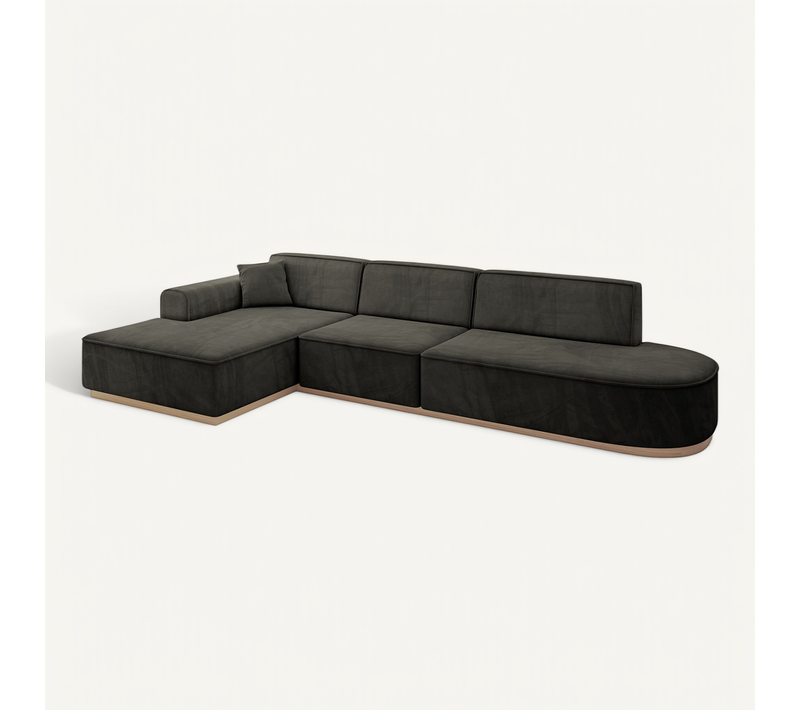Canapé D'angle Irea-l2 327x165x80 Angle Gauche En Velours - Noir