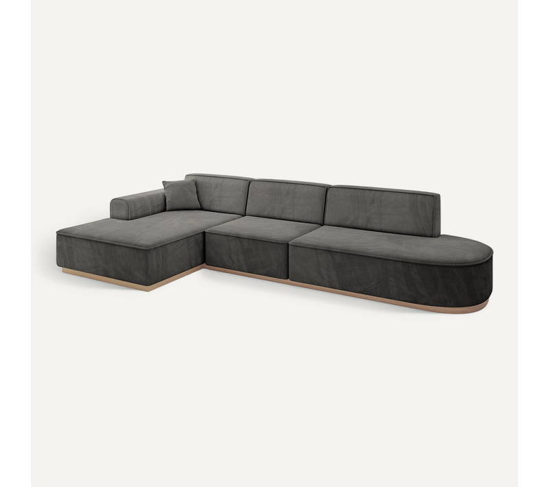 Canapé D'angle Irea-l2 327x165x80 Angle Gauche En Velours - Gris Foncé