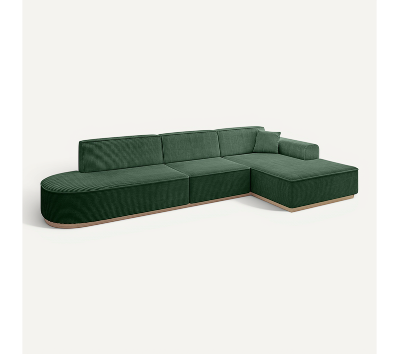 Canapé D'angle Irea-l2 327x165x80 Angle Droit En Tissu - Vert