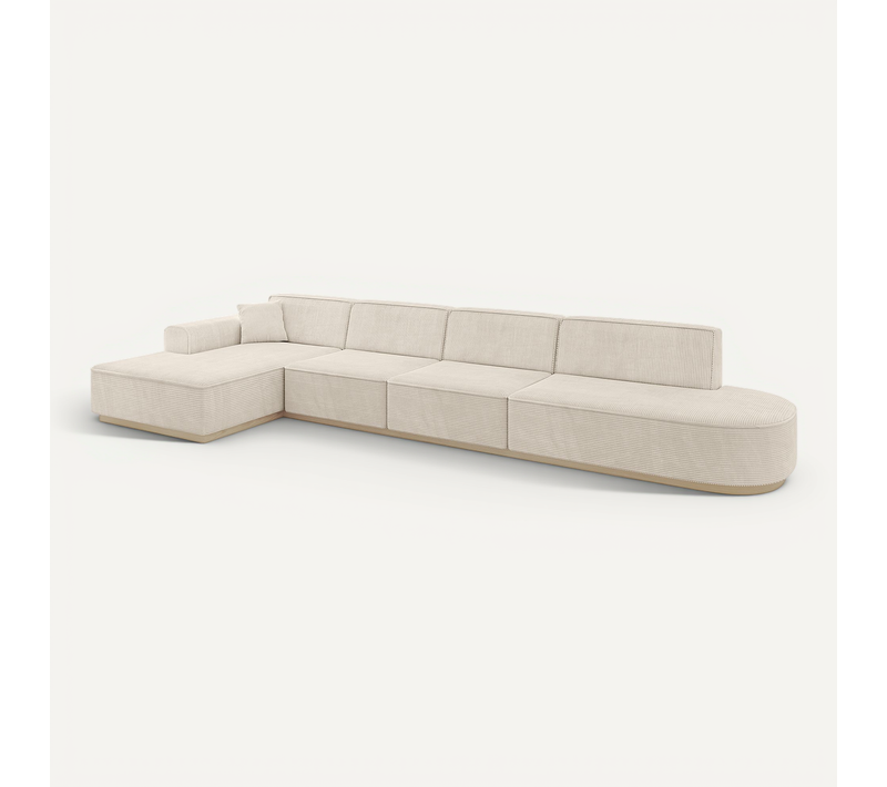 Canapé D'angle Irea-l3 412x165x80 Angle Gauche En Tissu - Beige