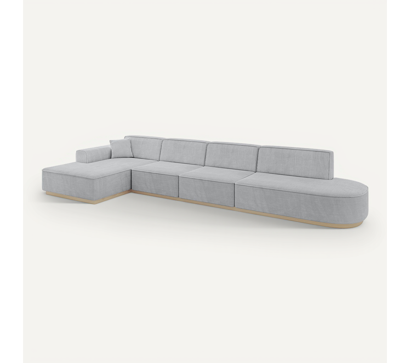 Canapé D'angle Irea-l3 412x165x80 Angle Gauche En Tissu - Gris