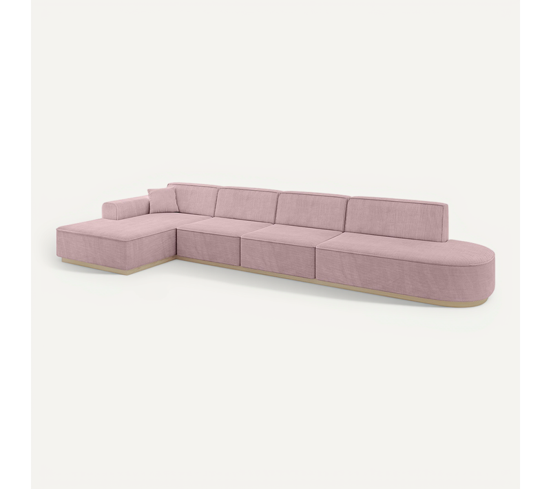Canapé D'angle Irea-l3 412x165x80 Angle Gauche En Tissu - Rose