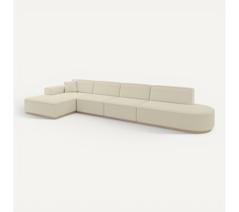 Canapé D'angle Irea-l3 412x165x80 Angle Gauche En Bouclette - Beige