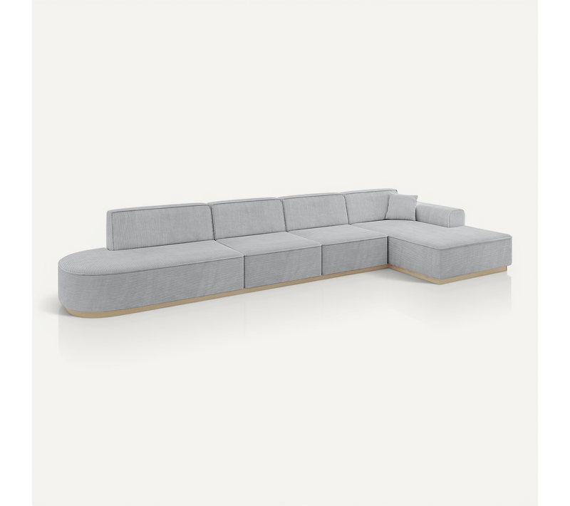 Canapé D'angle Irea-l3 412x165x80  Angle Droit En Tissu -  Gris