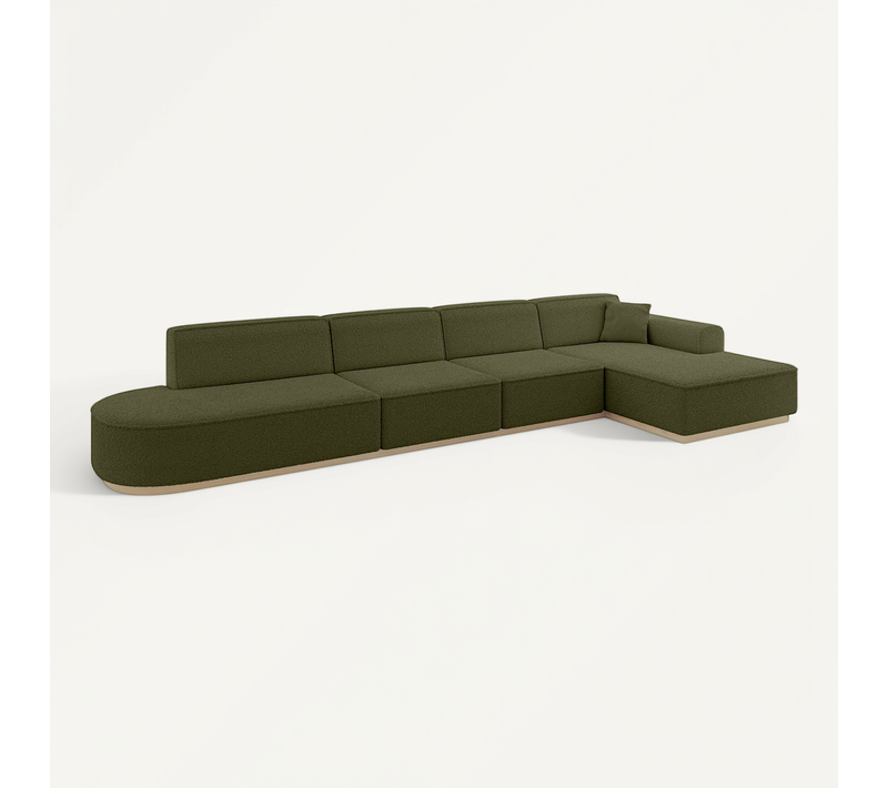 Canapé D'angle Irea-l3 412x165x80 Angle Droit En Bouclette - Vert