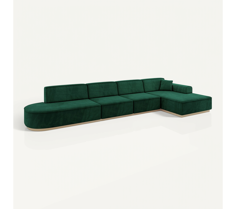 Canapé D'angle Irea-l3 412x165x80 Angle Droit En Velours - Vert
