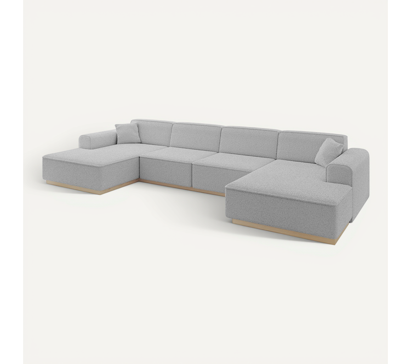 Canapé D'angle Irea-u2 301x165x80  Panoramique En Tissu - Gris Clair