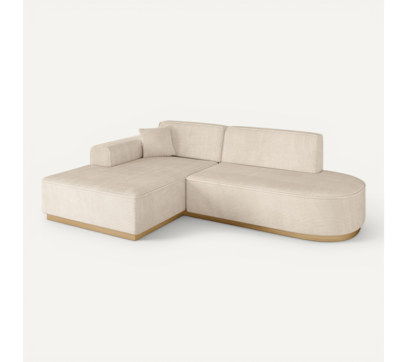 Canapé D'angle Irea-l1-v2 232x165x80 Angle Gauche En Tissu - Beige