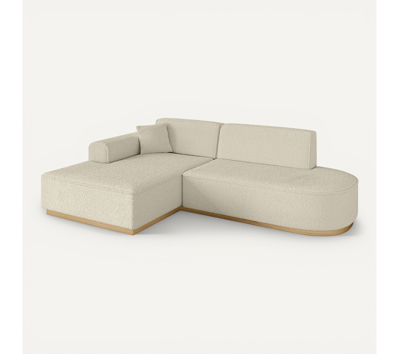 Canapé D'angle Irea-l1-v2 232x165x80 Angle Gauche En Bouclette - Beige