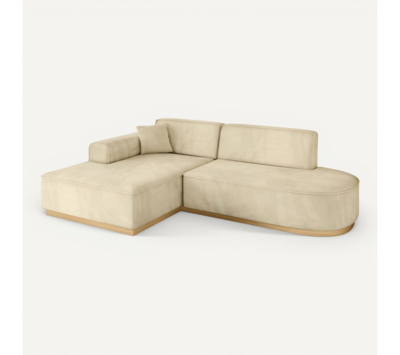Canapé D'angle Irea-l1-v2 232x165x80 Angle Gauche En Velours - Beige