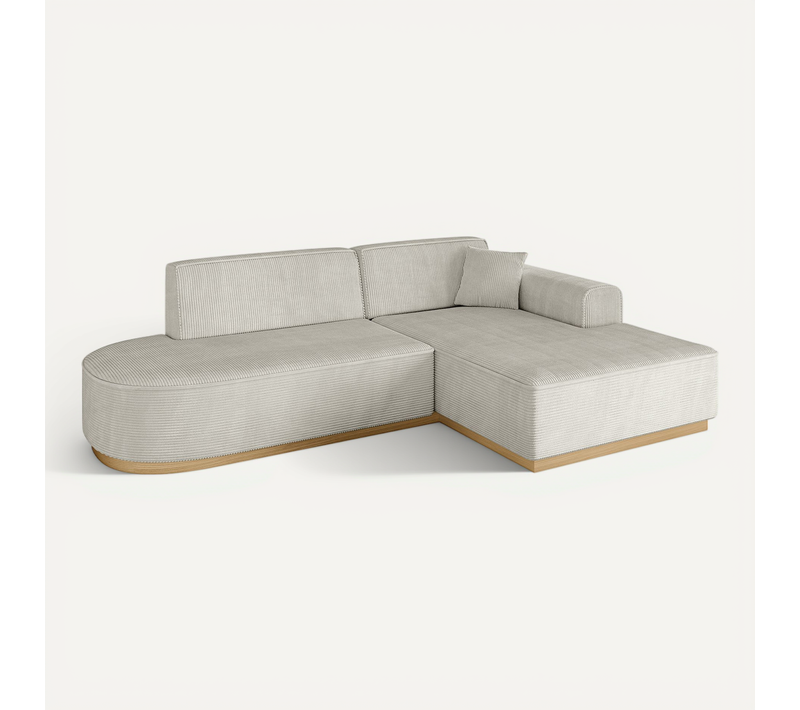 Canapé D'angle Irea-l1-v2 232x165x80 Angle Droit En Tissu - Crémeux
